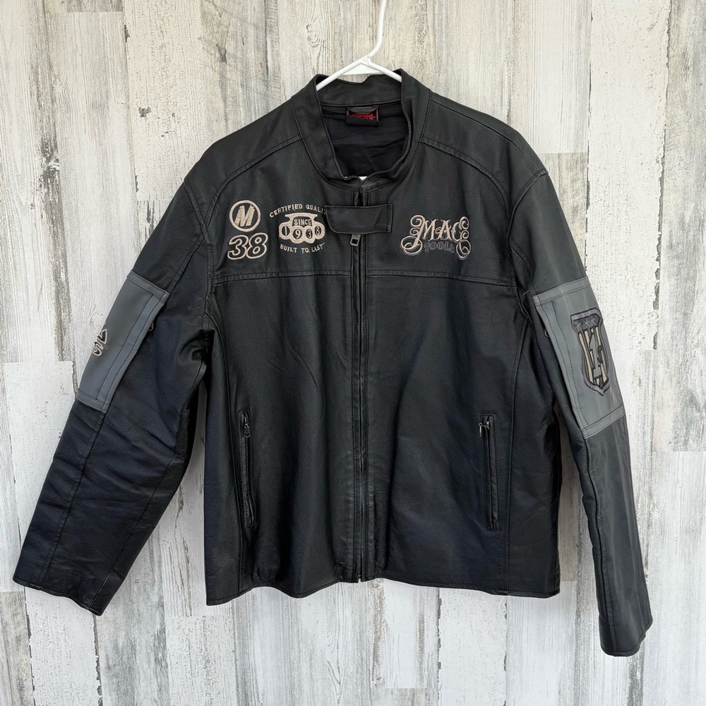 Mac Tools Men’s Faux Leather Full Zip Riding Jacket Size Large In Black